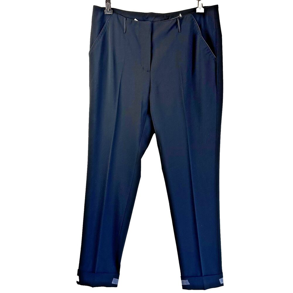 Paul Smith Women Size 42 Black Virgin Wool Stretch Tapered Cuff Dress Pants